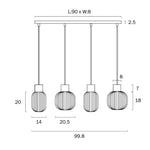 Nori Pendant Light 4 LT in Black/Opal Matt