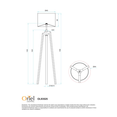 Oriel LUND COMPLETE FLOOR LAMP
