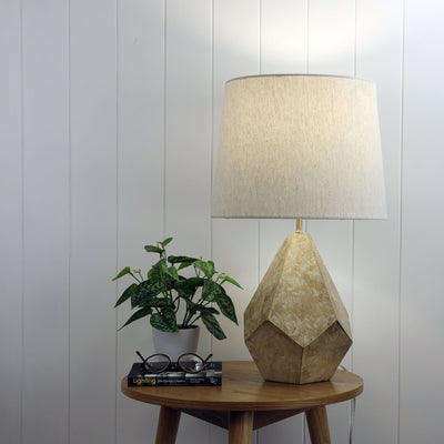 Geometric Ivory & Gold Table Lamp