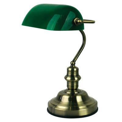 Bankers Executive Table Lamp - Antique Brass