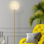 Oliana Floor Lamp 1 Lt in Antique Gold & Alabastro Glas