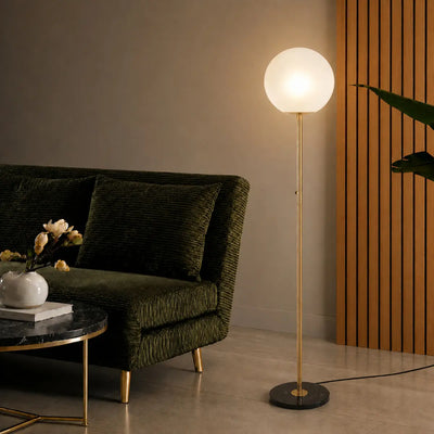 Oliana Floor Lamp 1 Lt in Antique Gold & Alabastro Glas — lifestyle
