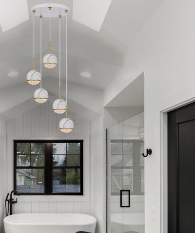 Oneta Pendant Light 5Lt in Black or White — lifestyle