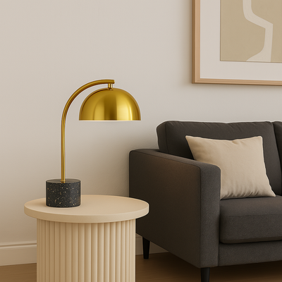 ortez Floor Lamp in Black/Antique Gold or White/Antique Gold — lifestyle