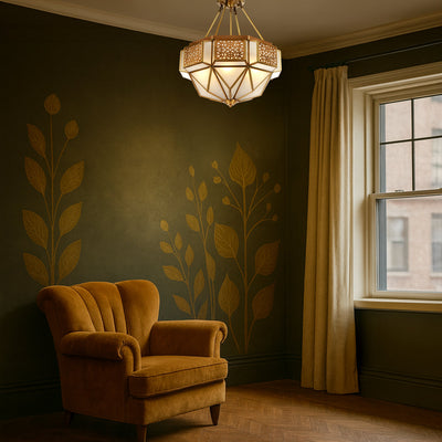 Overton CTC Pendant Light 6Lt in Brass — lifestyle