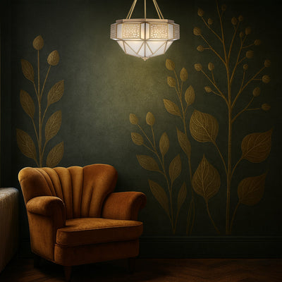 Overton CTC Pendant Light 6Lt in Brass — lifestyle