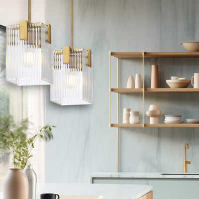 Pelion Pendant Light in Antique Gold or Chrome