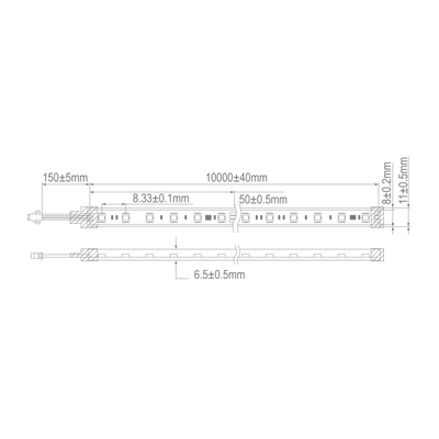 Domus PLEO-7.2W Neon Side View 6.5X11MM 24V IP67 CRI90 1m