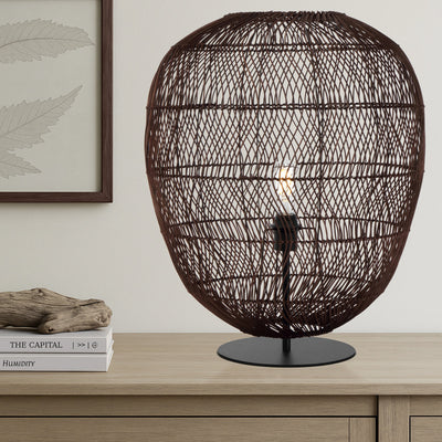 Rana Table Lamp ø500mm in Natural Rattan — lifestyle