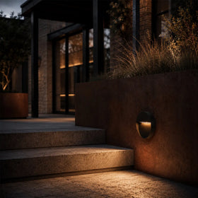 Terin 24V Exterior Round Wall Light — lifestyle