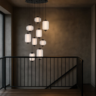 Torso LED Pendant Lamp 9Lt 50w in Black or Brass — lifestyle