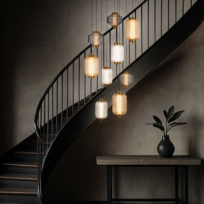 Torso LED Pendant Lamp 9Lt 50w in Black or Brass — lifestyle
