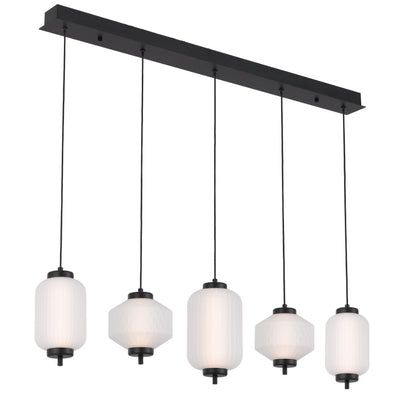 Torso Bar LED Pendant Lamp 5Lt 28w in Black or Brass