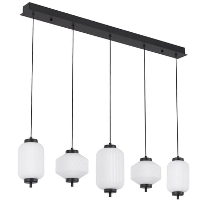 Torso Bar LED Pendant Lamp 5Lt 28w in Black or Brass