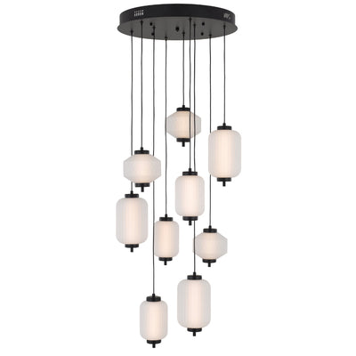 Torso LED Pendant Lamp 9Lt 50w in Black or Brass