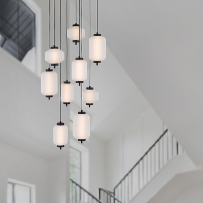 Torso LED Pendant Lamp 9Lt 50w in Black or Brass — lifestyle