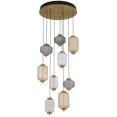 Torso LED Pendant Lamp 9Lt 50w in Black or Brass