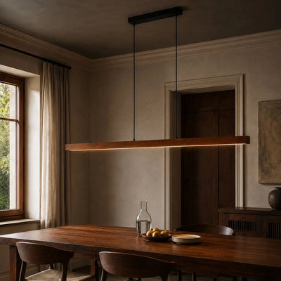 Truso LED Pendant Light CCT 30w Black & Walnut — lifestyle