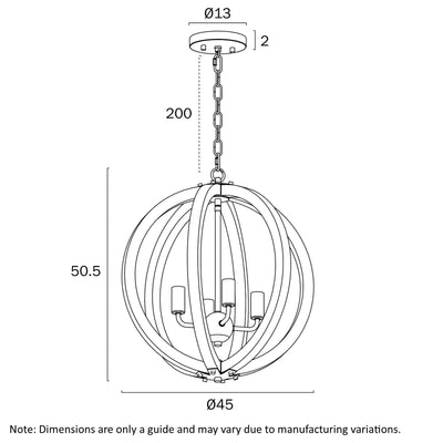 VESTAL 4 LIGHT PENDANT