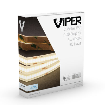Viper 5w per metre 2m COB LED Strip Kit - IP54 complete with Dimmable LED driver