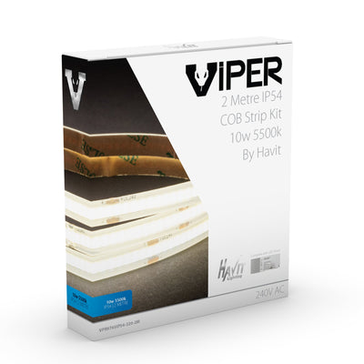 Viper 10w per metre 2m COB LED Strip Kit - IP54 complete with Dimmable LED driver