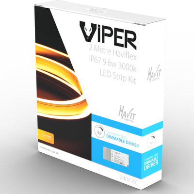 Viper 9.6w per metre 2m Haviflex LED Strip Kit - IP67 complete with Dimmable LED driver