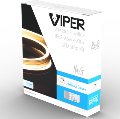 Viper 9.6w per metre 2m Haviflex LED Strip Kit - IP67 complete with Dimmable LED driver