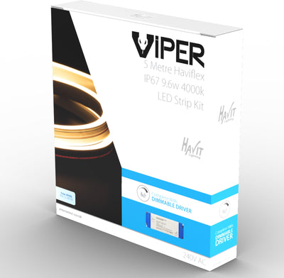 Viper 9.6w per metre 5m Haviflex LED Strip Kit - IP67 complete with Dimmable LED driver