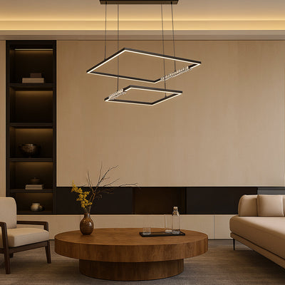 ZAFRA 2 TIER PENDANT BLACK SAND/CRYSTAL — lifestyle