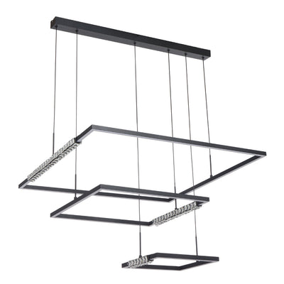 ZAFRA 3 TIER PENDANT BLACK SAND/CRYSTAL