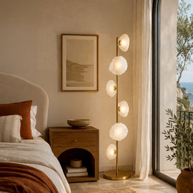 Zecca 6Lt Floor Lamp in Antique Gold & Frost — lifestyle