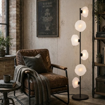 Zecca 6Lt Floor Lamp in Antique Gold & Frost — lifestyle