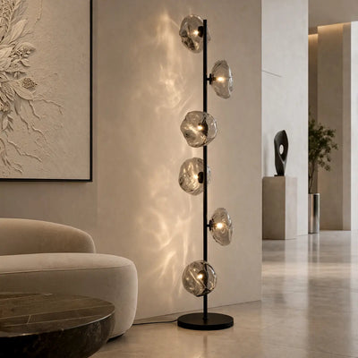 Zecca 6Lt Floor Lamp in Antique Gold & Frost — lifestyle