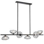 Zecca 6Lt Pendant Light in Black & Smoked Glass
