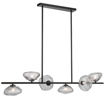 Zecca 6Lt Pendant Light in Black & Smoked Glass