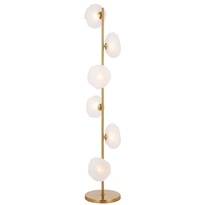Zecca 6Lt Floor Lamp in Antique Gold & Frost