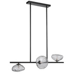 Zecca 3Lt Pendant Light Horizontal in Black & Smoked Gl