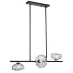 Zecca 3Lt Pendant Light Horizontal in Black & Smoked Gl
