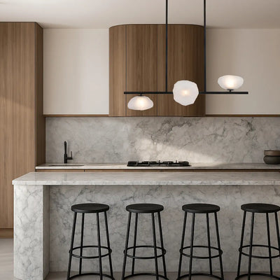 Zecca 3Lt Pendant Light Horizontal in Black & Smoked Gl — lifestyle