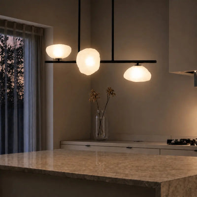 Zecca 3Lt Pendant Light Horizontal in Black & Smoked Gl — lifestyle