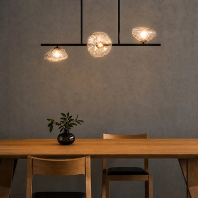 Zecca 3Lt Pendant Light Horizontal in Black & Smoked Gl — lifestyle