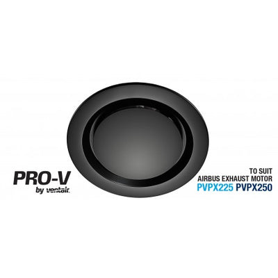 Ventair Matte Black Round Fascia TO Suit Airbus 225 & 250 Body (Pvpx225, Pvpx250, Pvpxec500) ABG250BL-RD Exhaust Fan