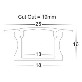 25mm x 16mm Black Deep Square Winged Aluminium LED Profile Havit Lighting -