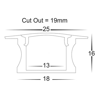 25mm x 16mm Black Deep Square Winged Aluminium LED Profile Havit Lighting -