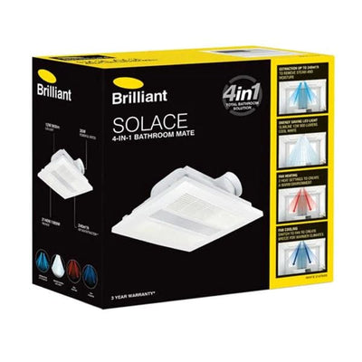 Brilliant Lighting Lighting 240m³/hr Solace 4-in-1 Bathroom Mate in White or Black Lights-For-You