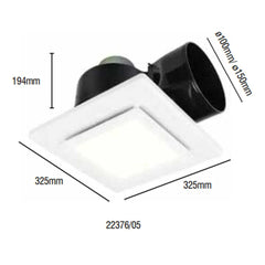 Brilliant Lighting Lighting 270m³/hr, 400m³/hr Sarico LED CCT Exhaust Fan Square - White Lights-For-You 22375/05