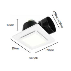 Brilliant Lighting Lighting 270m³/hr, 400m³/hr Sarico LED CCT Exhaust Fan Square - White Lights-For-You 22376/05