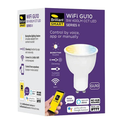 5w LED GU10 Globe CCT, RGB+W 22081, 21960 Dimmable