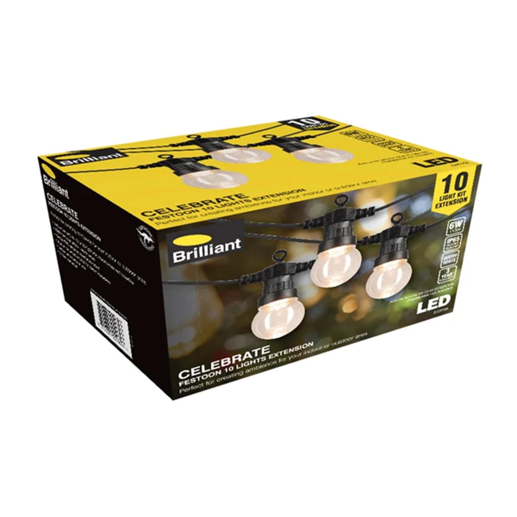 Brilliant Lighting Lighting Celebrate LED Festoon 10 Light Extension 6w Black Lights-For-You 22084/06