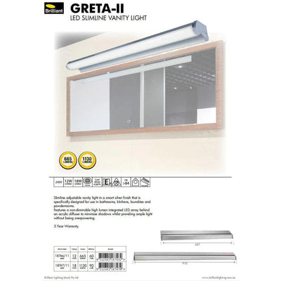 Brilliant Lighting Lighting Greta-II LED Vanity Light 12w/18w 4200k in Silver Lights-For-You